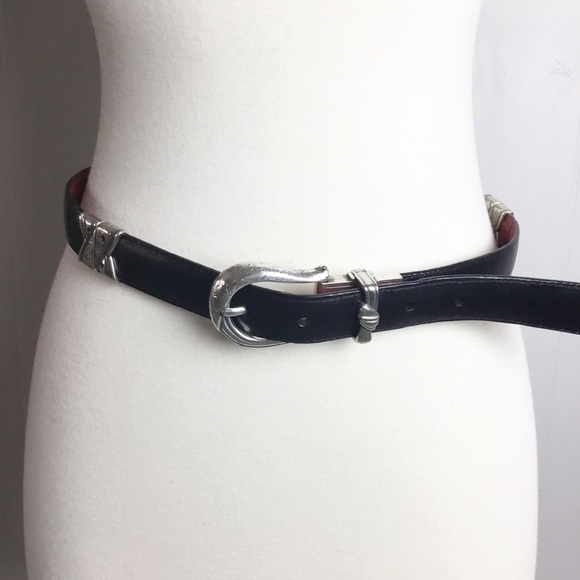 Vintage Brighton Red & Black With Silver Belt Leather Reversible Size M 30 main image 4